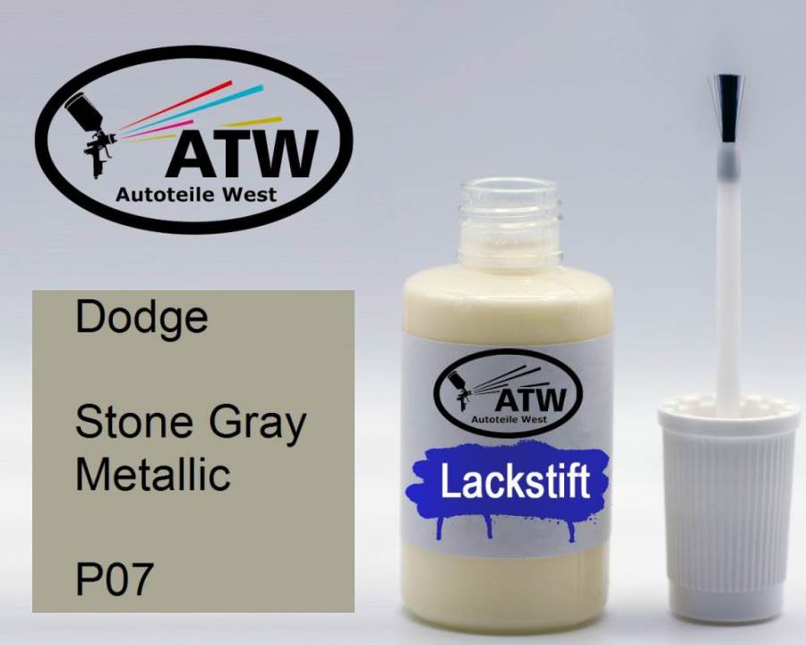 Dodge, Stone Gray Metallic, P07: 20ml Lackstift, von ATW Autoteile West.